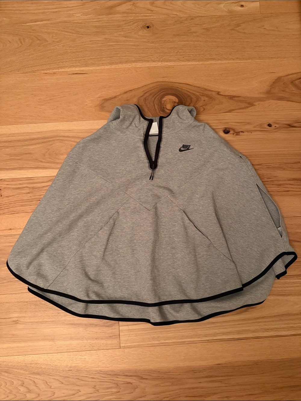 Nike Light Gray Hooded Cape with Black Trim